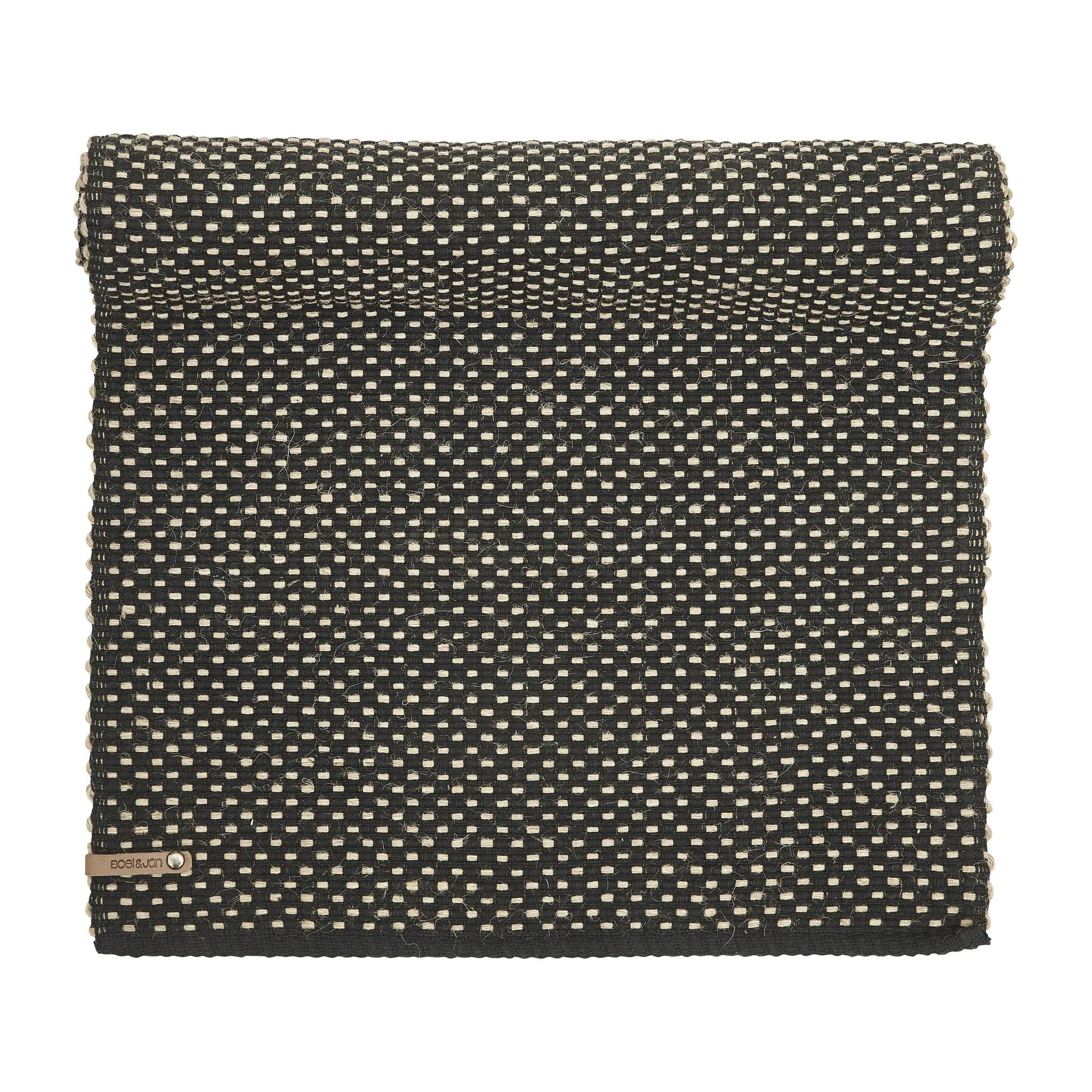 Jute check katoenen tafelloper 35x120 cm, Zwart Boel & Jan
