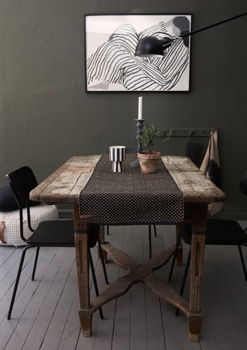 Jute check katoenen tafelloper 35x120 cm - Zwart - Boel & Jan