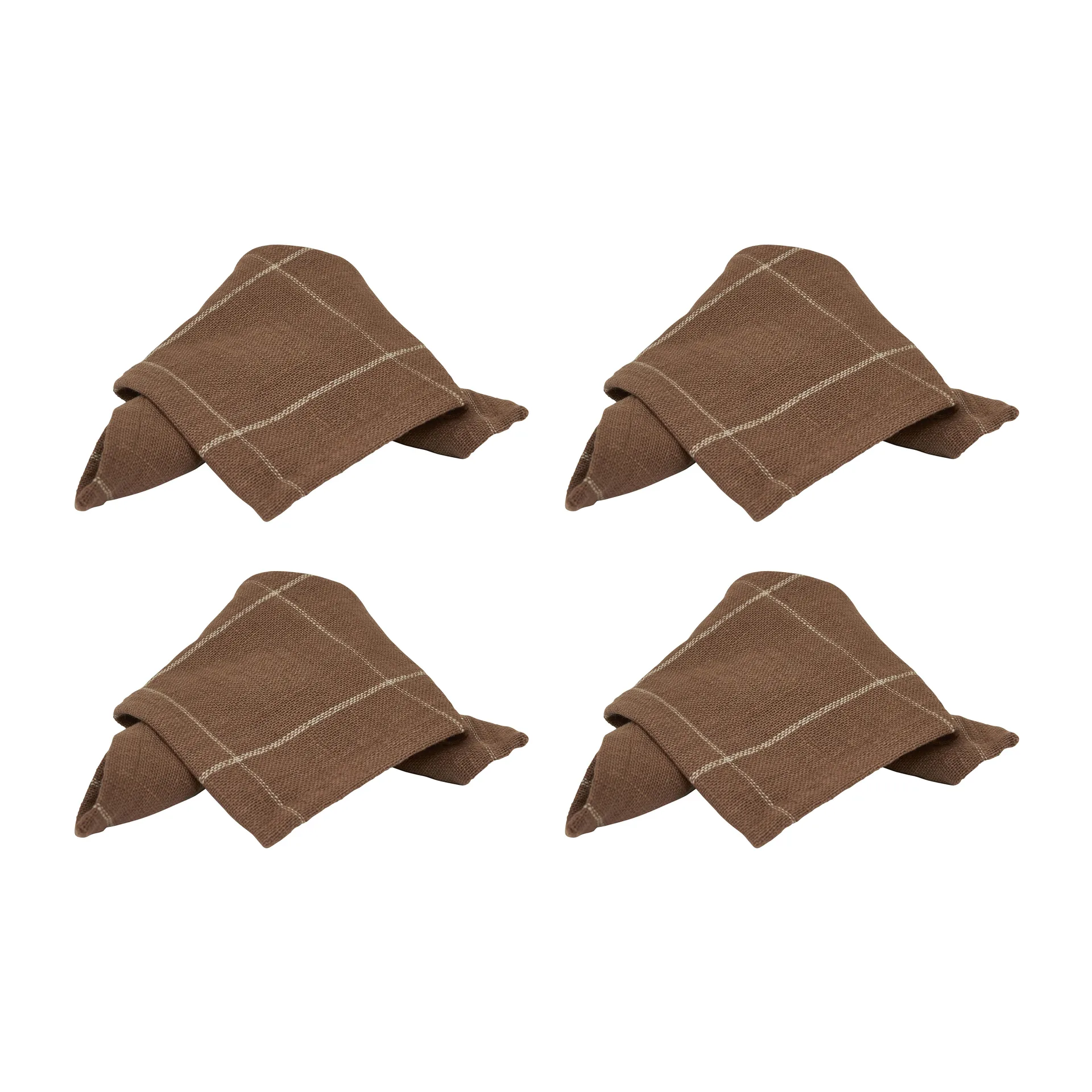 Lunnevik katoenen servetten 40x40 cm 4-pack, Bruin Boel & Jan