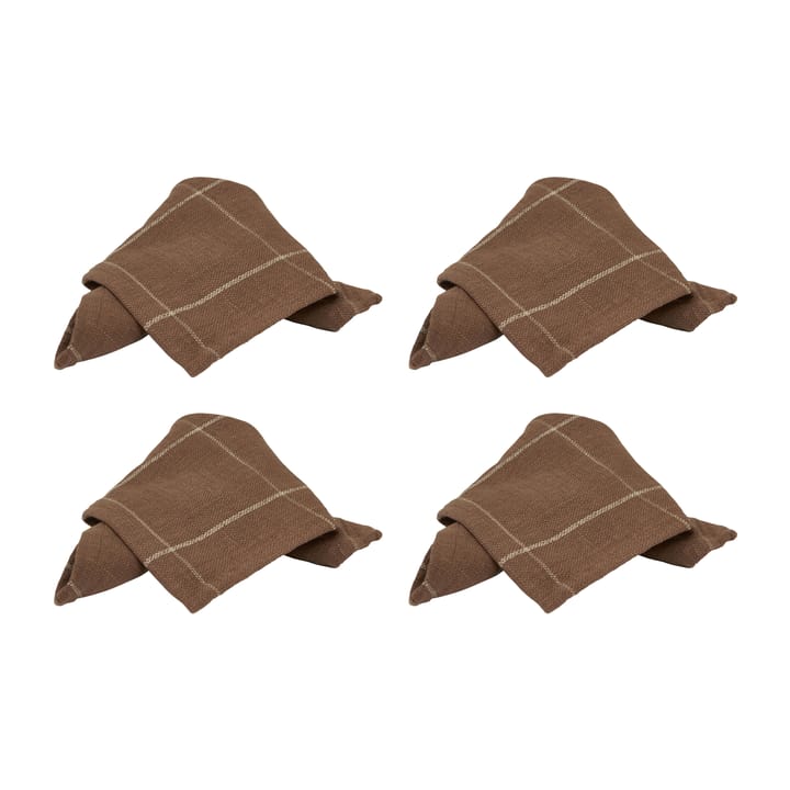Lunnevik katoenen servetten 40x40 cm 4-pack, Bruin Boel & Jan