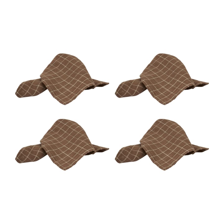 Lunnevik small katoenen servetten 40x40 cm 4-pack - Bruin - Boel & Jan