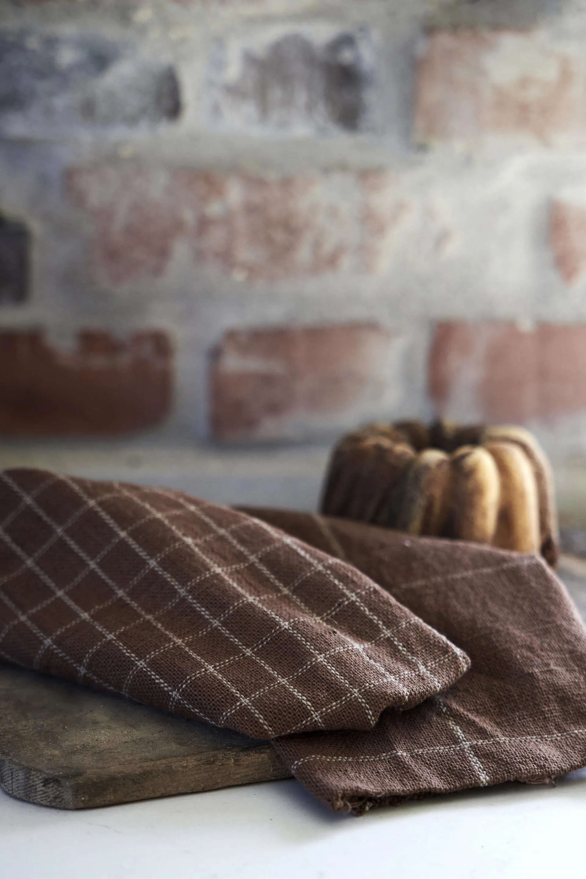 Lunnevik small katoenen servetten 40x40 cm 4-pack, Bruin Boel & Jan