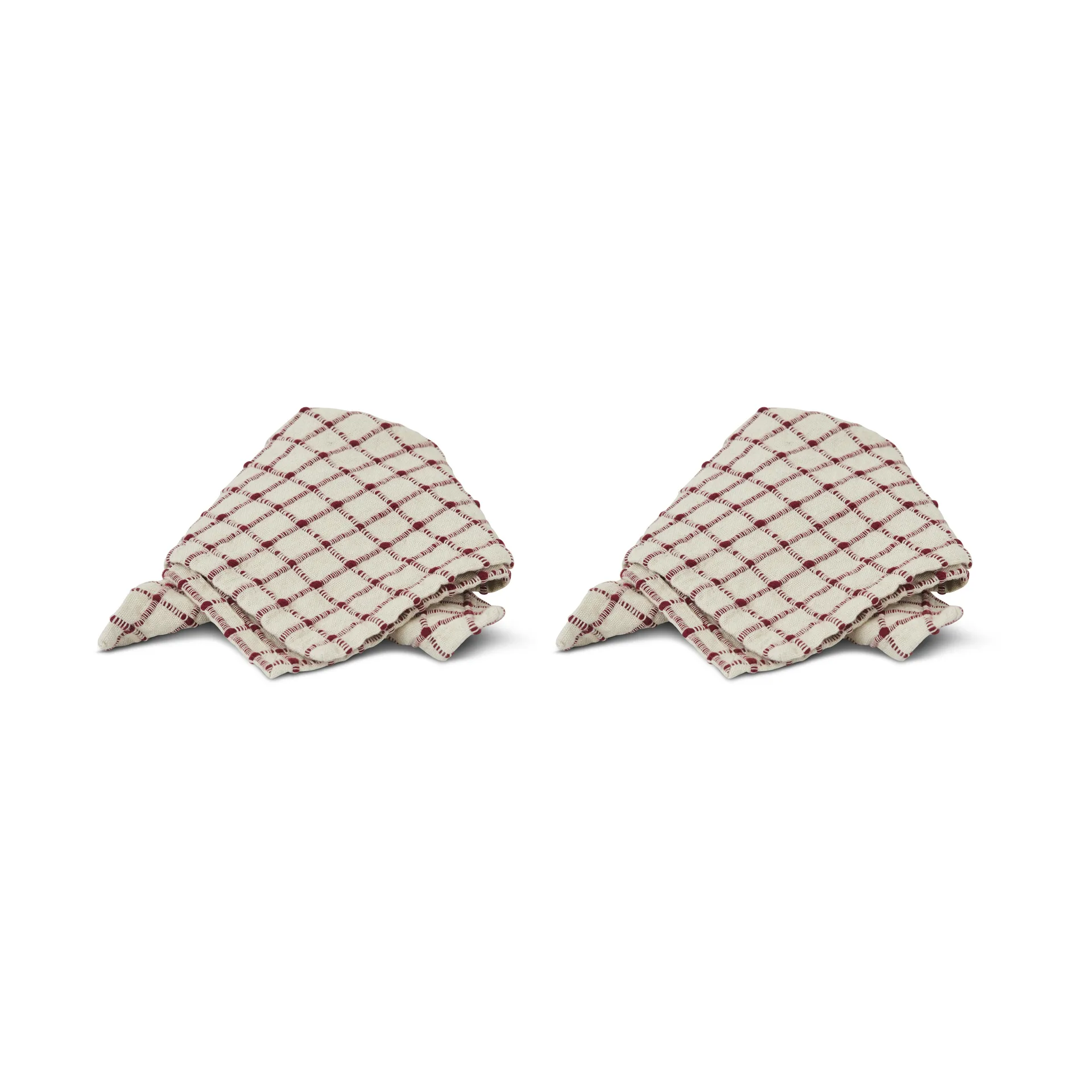Noor servet 40x40 cm 2-pack, Rood-offwhite Boel & Jan