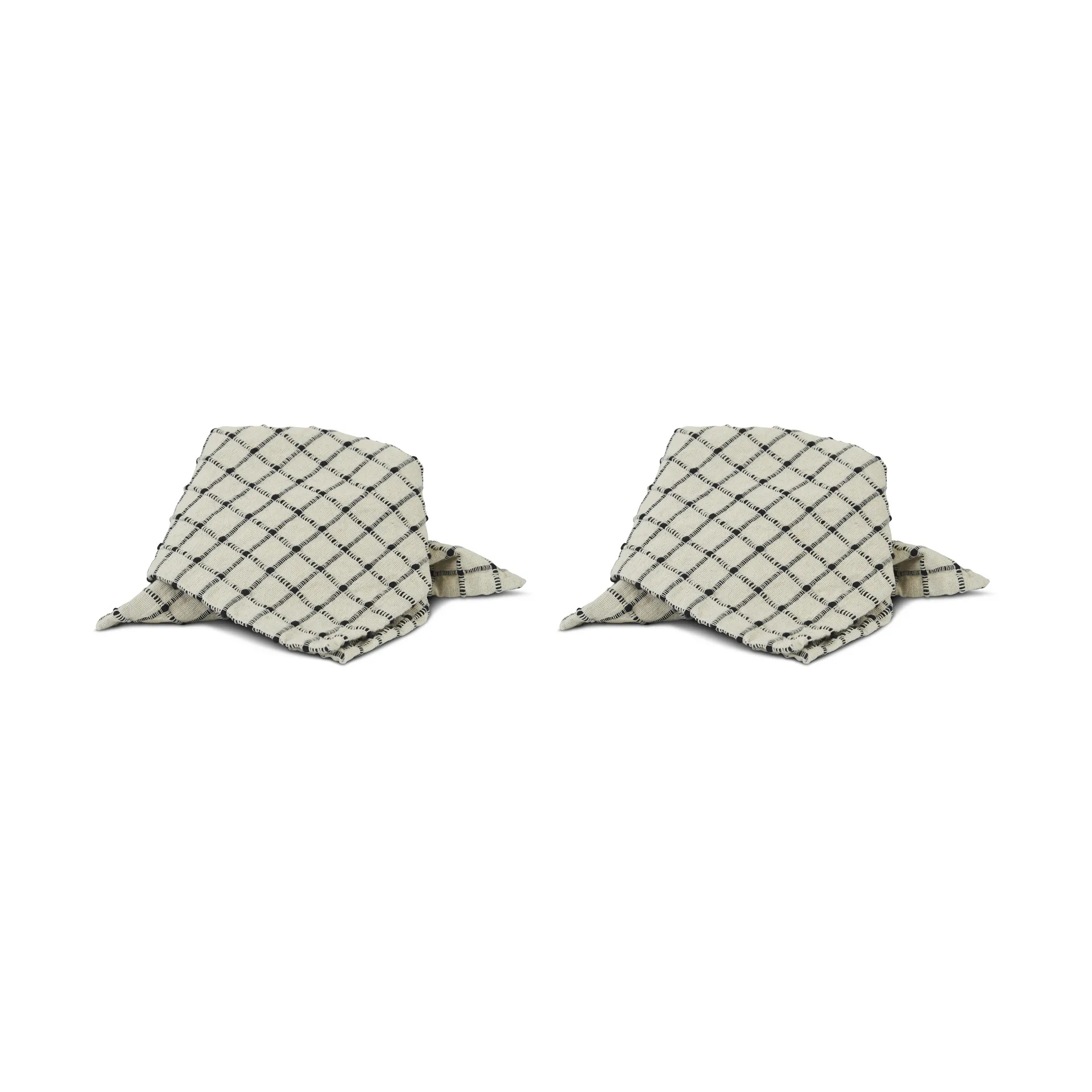 Noor servet 40x40 cm 2-pack, Zwart-offwhite Boel & Jan