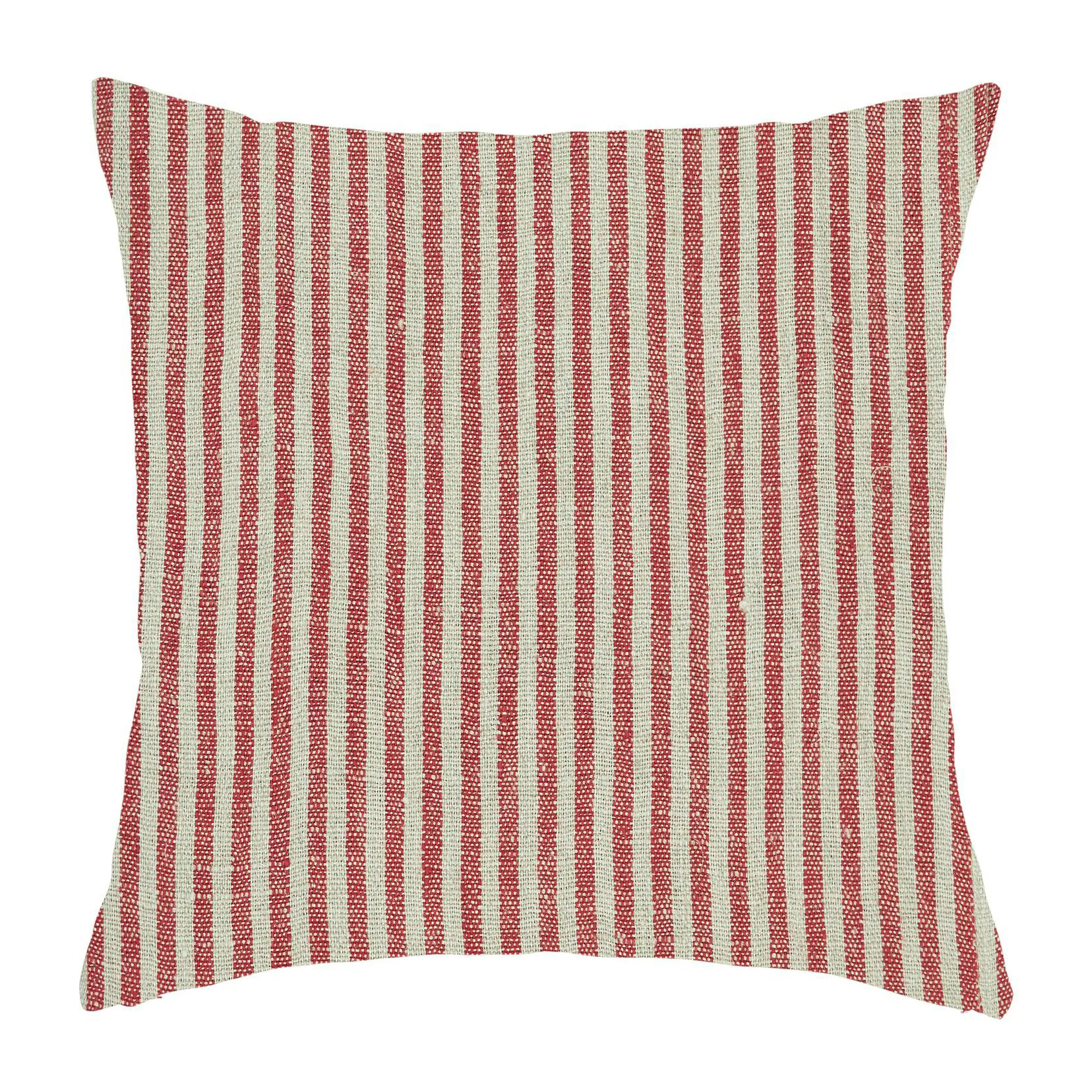 Rough Linen Stripe kussenhoes 45x45 cm, Rood Boel & Jan