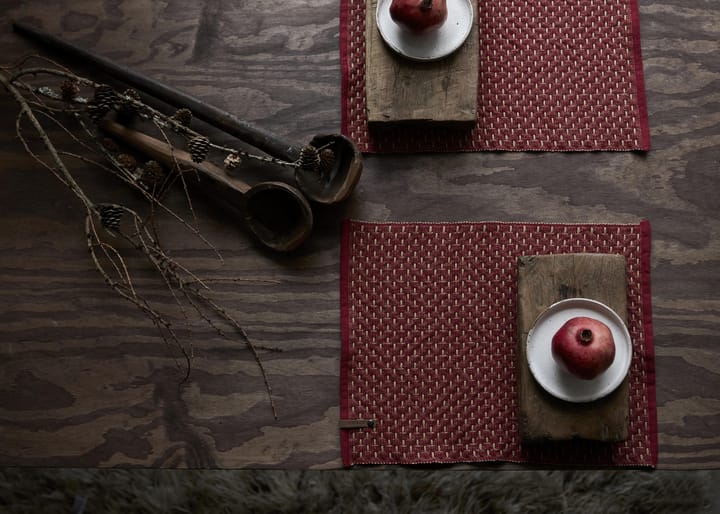 Theun placemat 35x45 cm, Rood-natuur Boel & Jan