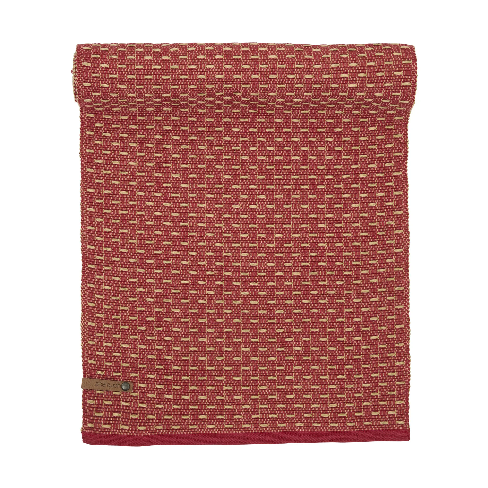 Theun tafelloper 35x120 cm, Rood-natuur Boel & Jan