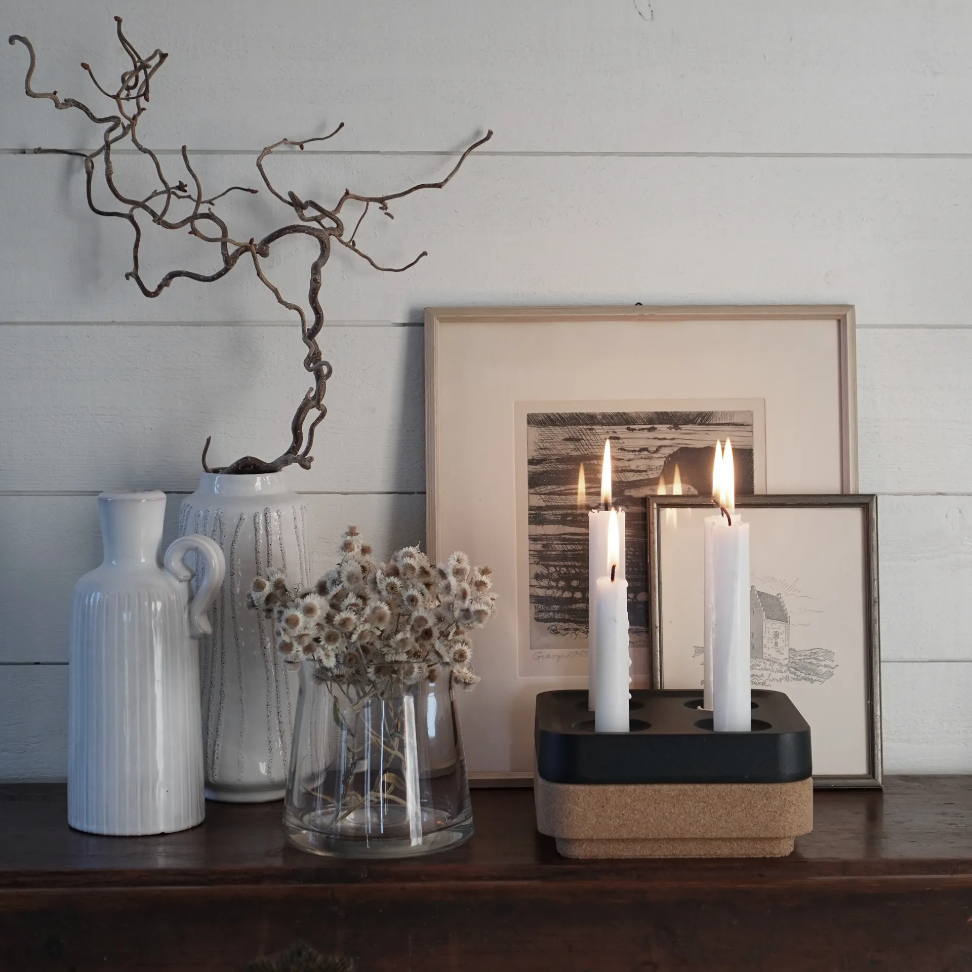 Schaal van kurk voor de fyran kandelaars 16x16 cm, Bruin Born In Sweden