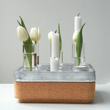Stumpastaken Small geschenkset - Zwart – kurken schaal zwart – 4-pack vazen – lucifers - Born In Sweden