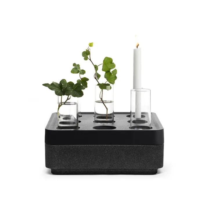 Stumpastaken Small geschenkset - Zwart – kurken schaal zwart – 4-pack vazen – lucifers - Born In Sweden