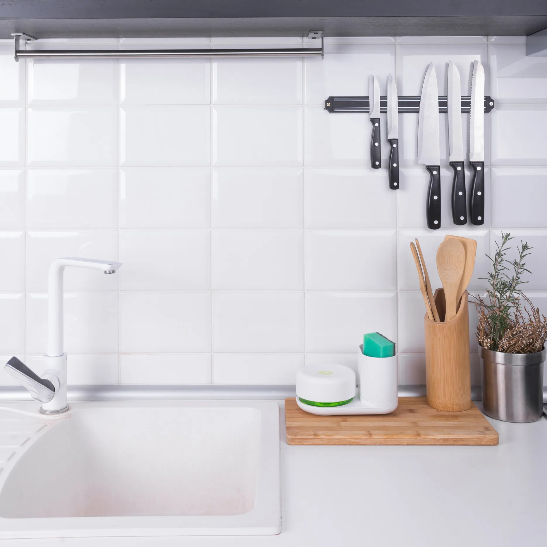 Afwasmiddelpomp met opbergbakje, Wit Bosign