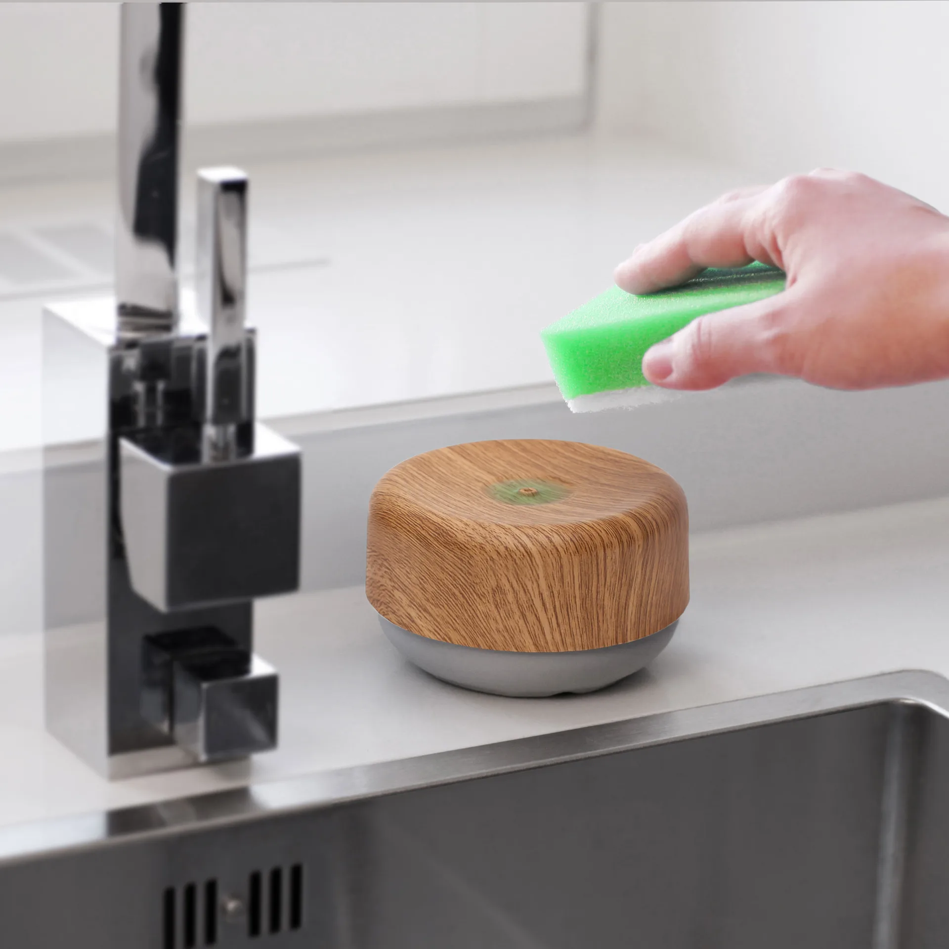 Bosign afwasmiddelpomp, Lichte houten opdruk / Lichtgrijs Bosign