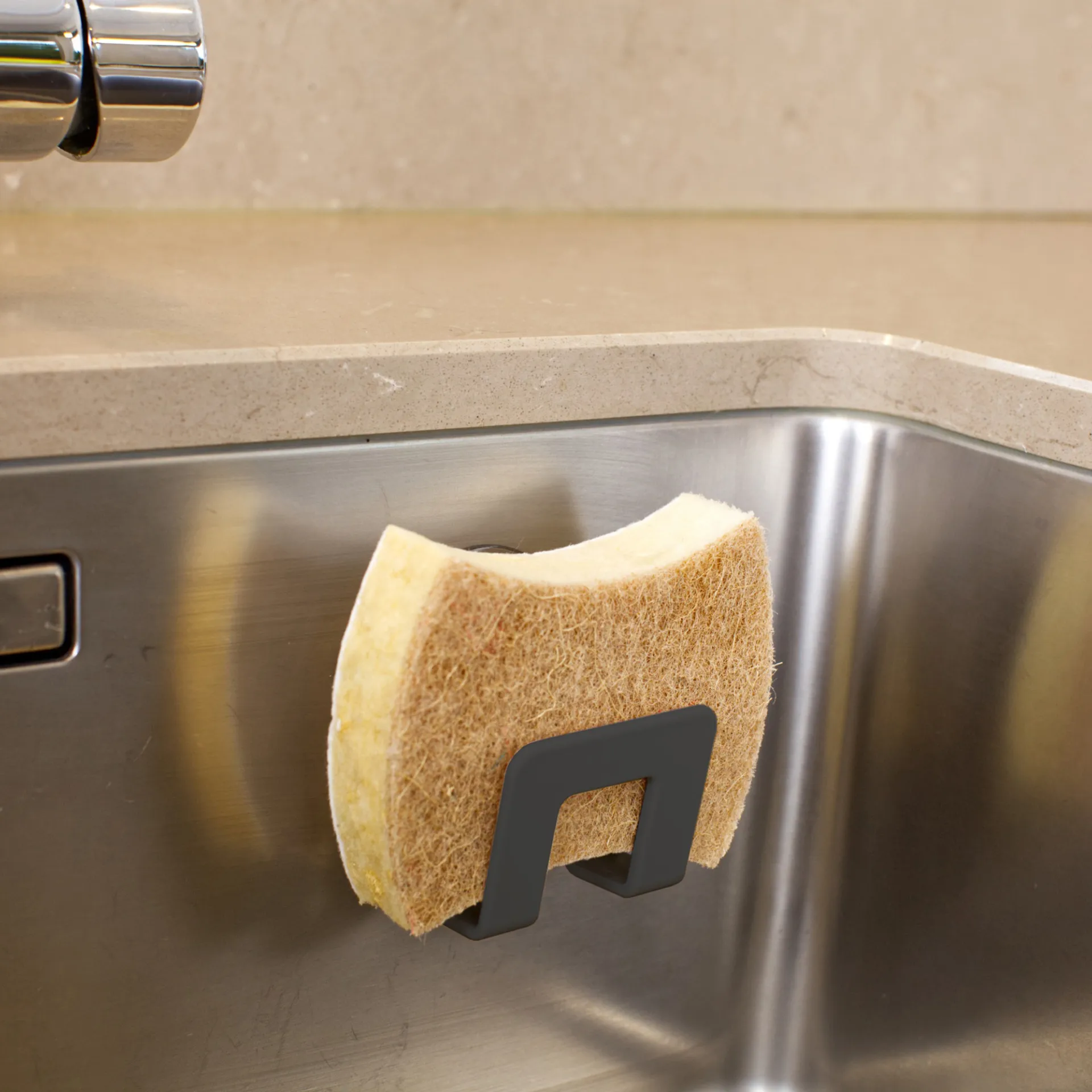 Bosign houder met zuignap voor vaatdoek en spons, Grafietgrijs Bosign
