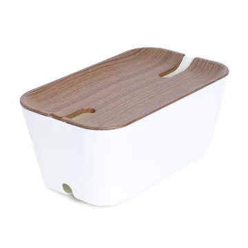 Cable organiser kabeldoos M - donkerbruin - houtprint - Bosign