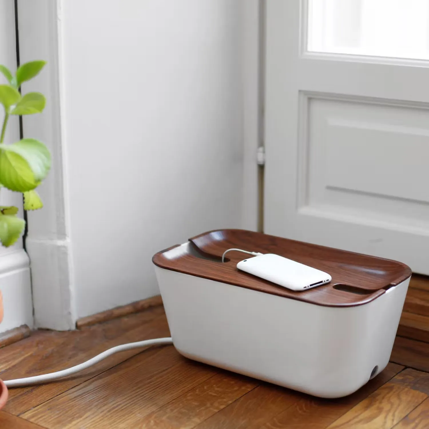 Cable organiser kabeldoos M, donkerbruin - houtprint Bosign