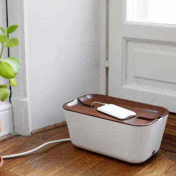 Cable organiser kabeldoos M - donkerbruin - houtprint - Bosign