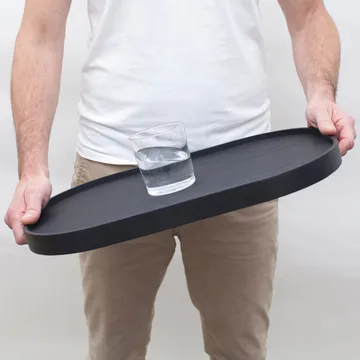 CurveLine™ Serveerschaal anti-slip 47x34 cm - Zwart wilgenhout - Bosign