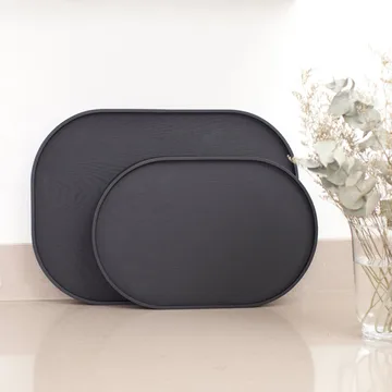 CurveLine™ Serveerschaal anti-slip 47x34 cm - Zwart wilgenhout - Bosign