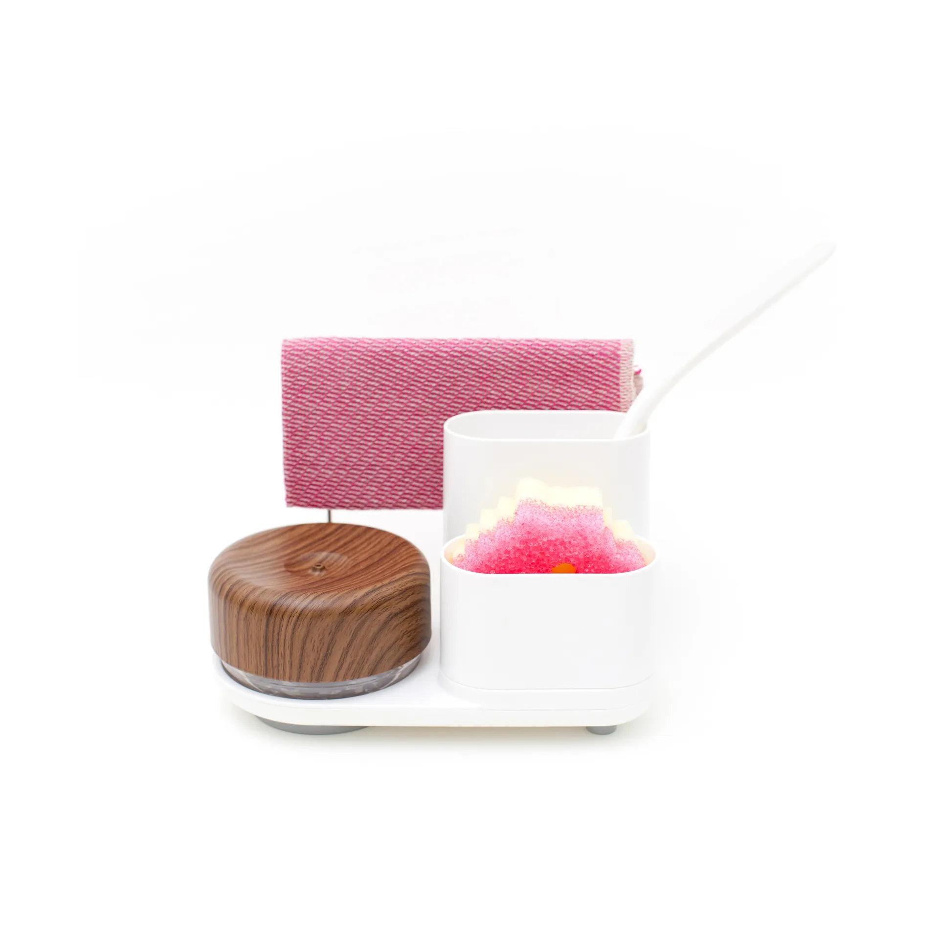 Do-Dish Caddy PLUS afwasmiddeldispenser & gootsteen organiser set, Donker hout Bosign