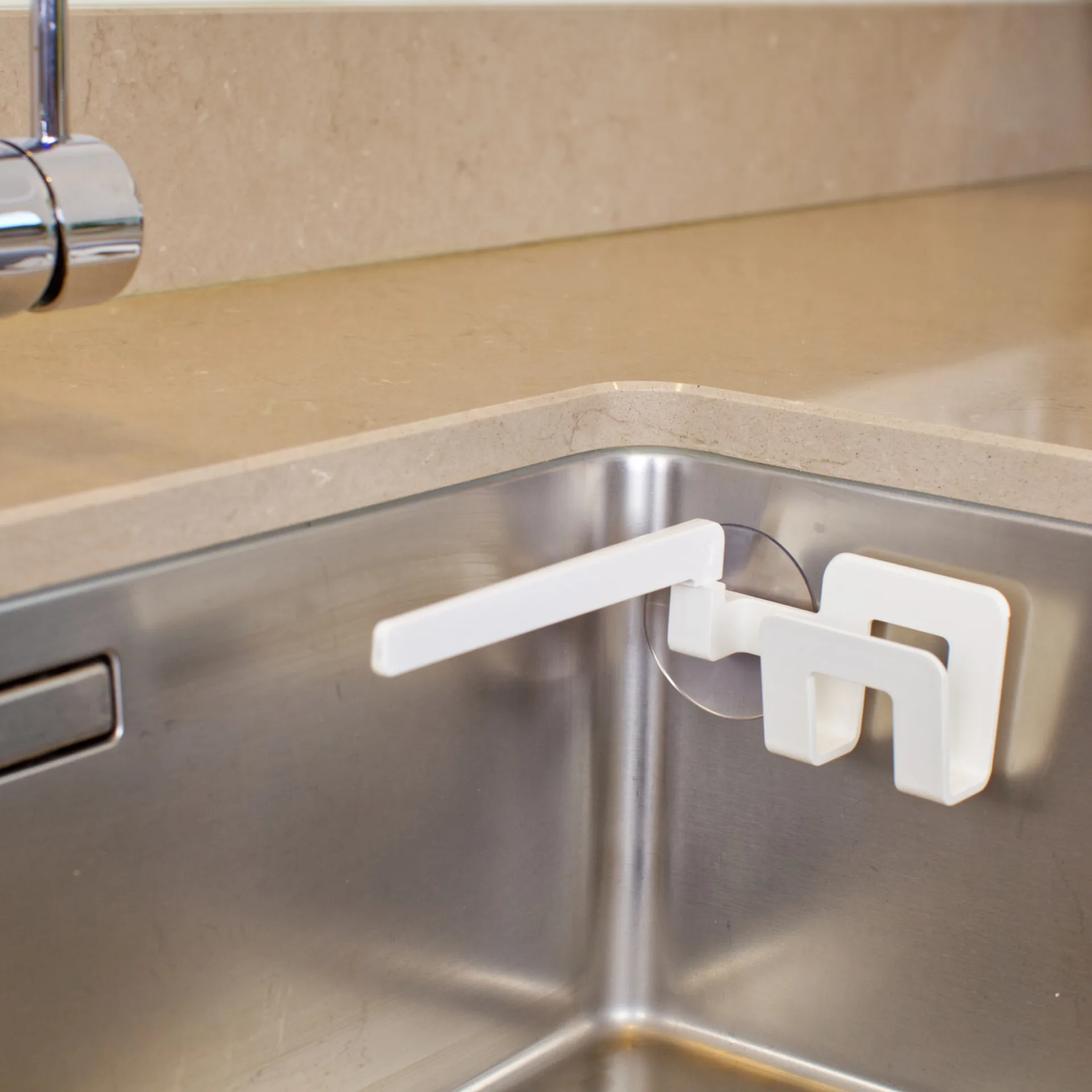 Houder met zuignap voor vaatdoek en spons, Wit Bosign