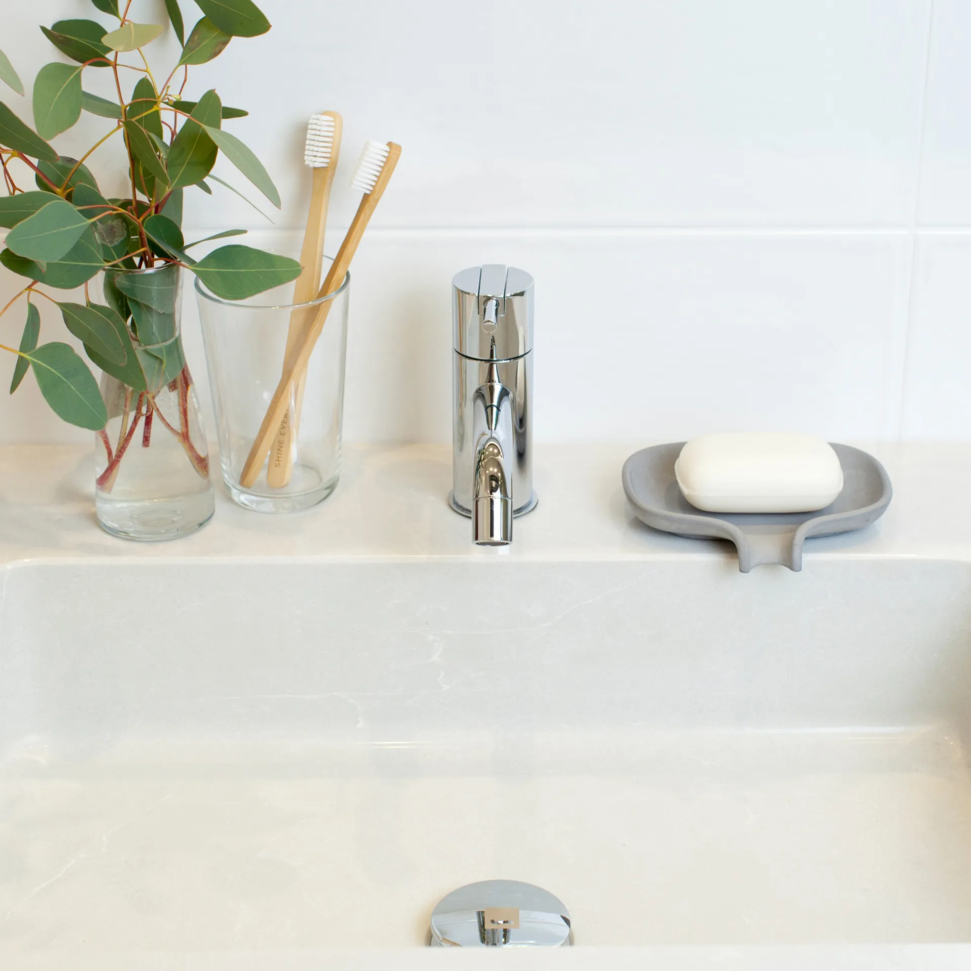 Soap Saver Flow zeepbakje met afdruipfunctie beton, Grijs Bosign