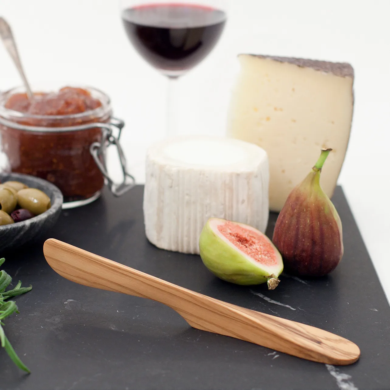 Staand botermes large hout, Olijvenhout Bosign