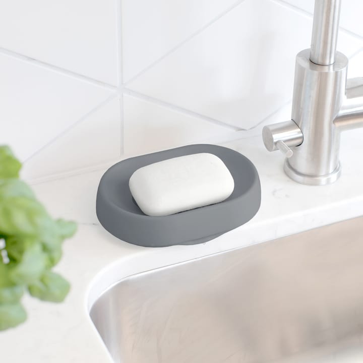 Zeepbakje met verborgen afvoertuit silicone large, Grafiet Bosign