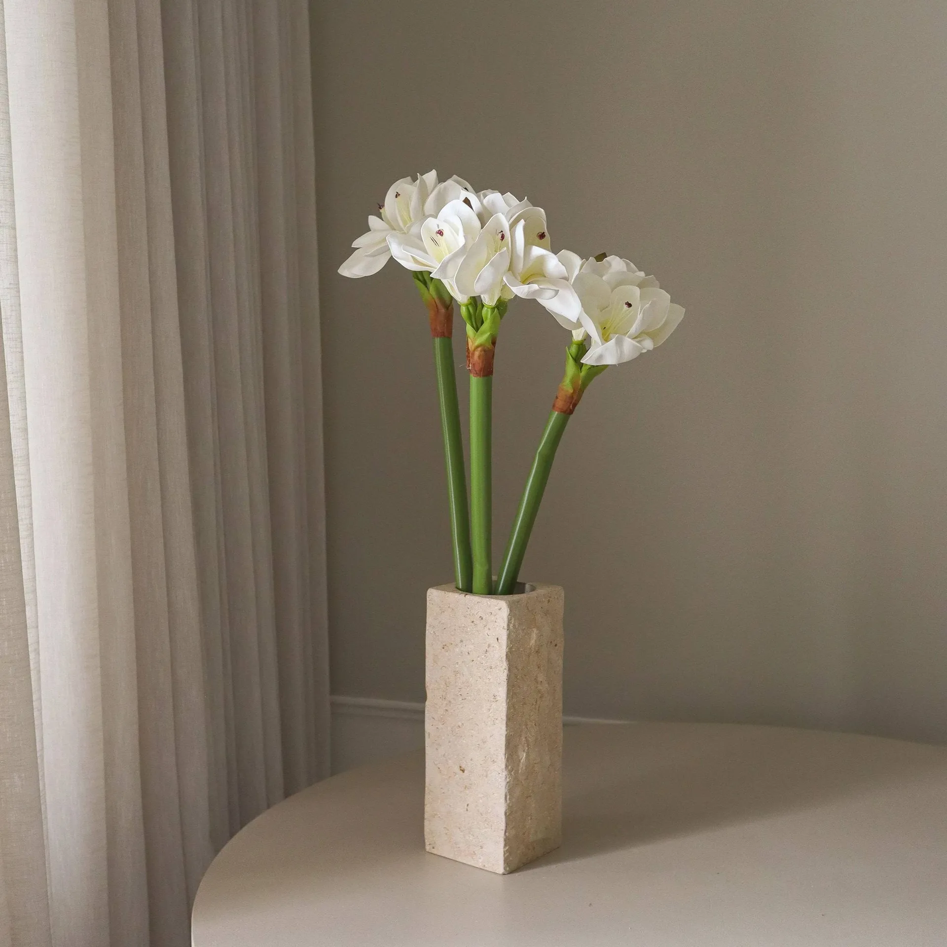 Amaryllis kunstboeket, Wit, 73 cm Botané
