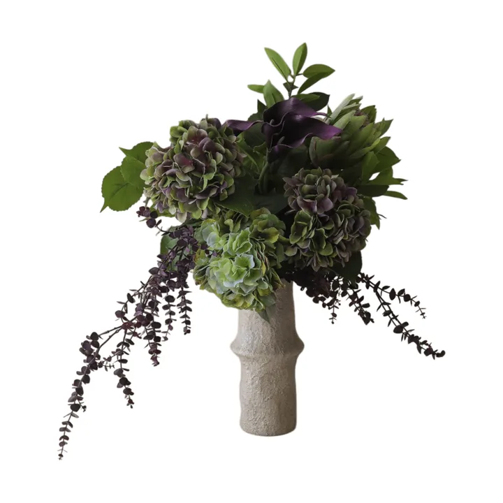Aubergine Bloom kunstboeket - Calla-hortensia-koningsprotea, 106 cm, 12 stuks - Botané