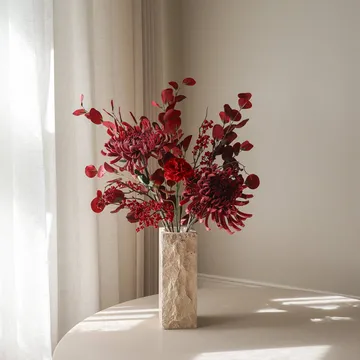 Berry drama kunstboeket - Spinnenchrysant, anjer, eucalyptus, 84 cm - Botané