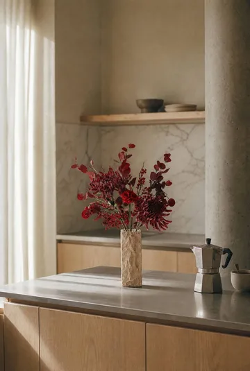 Berry drama kunstboeket - Spinnenchrysant, anjer, eucalyptus, 84 cm - Botané