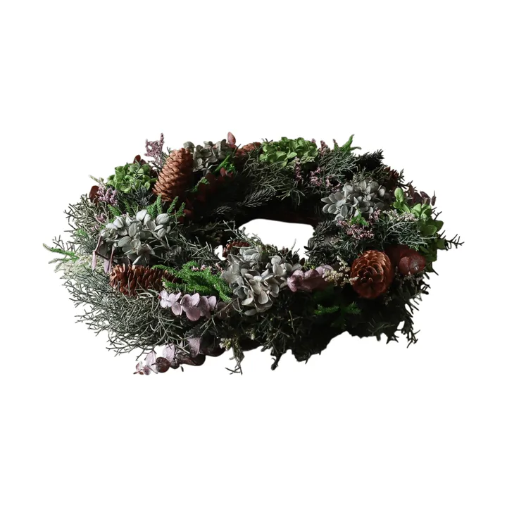 Botanical Forest Wreath bloemenkrans - Hortensia-eucalyptus-dennentakken-dennenappels, Ø40 cm - Botané