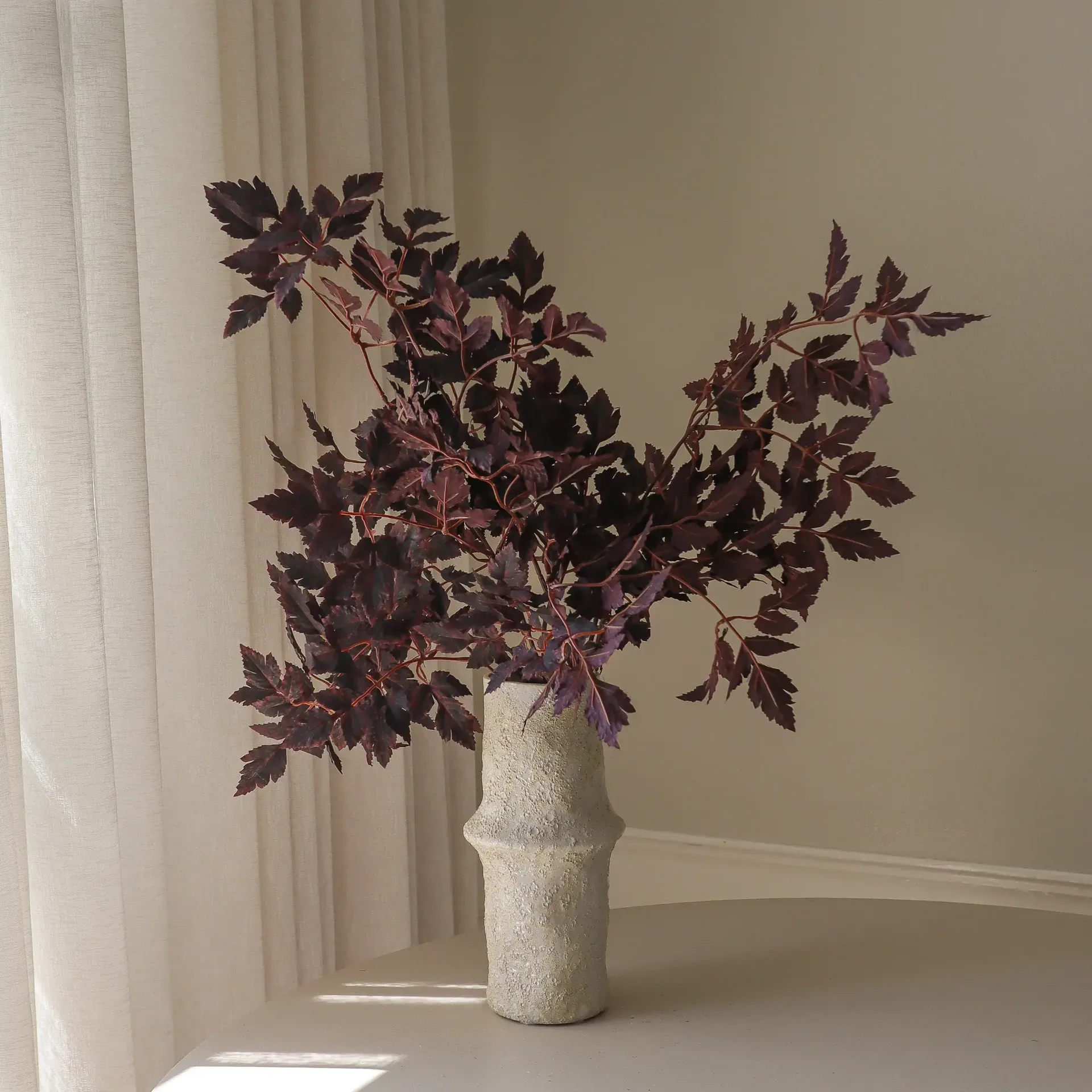 Burgundy Plum Leaves kunstboeket, 85 cm, 4 stuks Botané