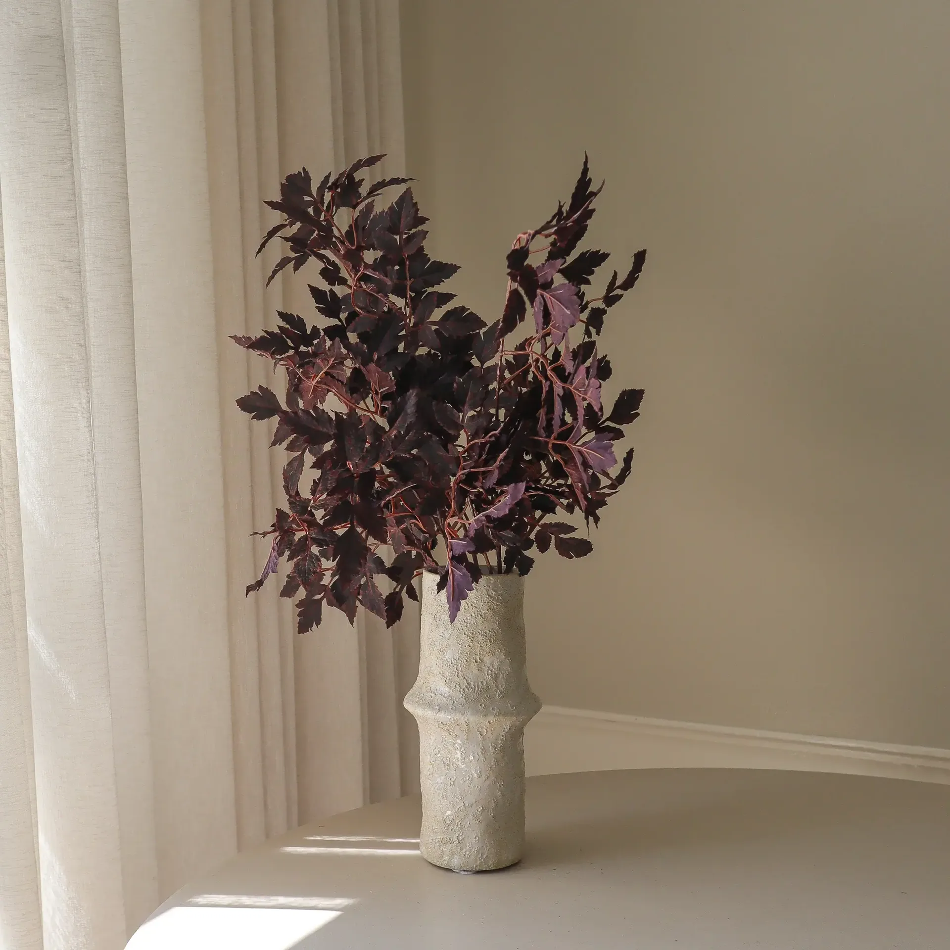 Burgundy Plum Leaves kunstboeket, 85 cm, 4 stuks Botané