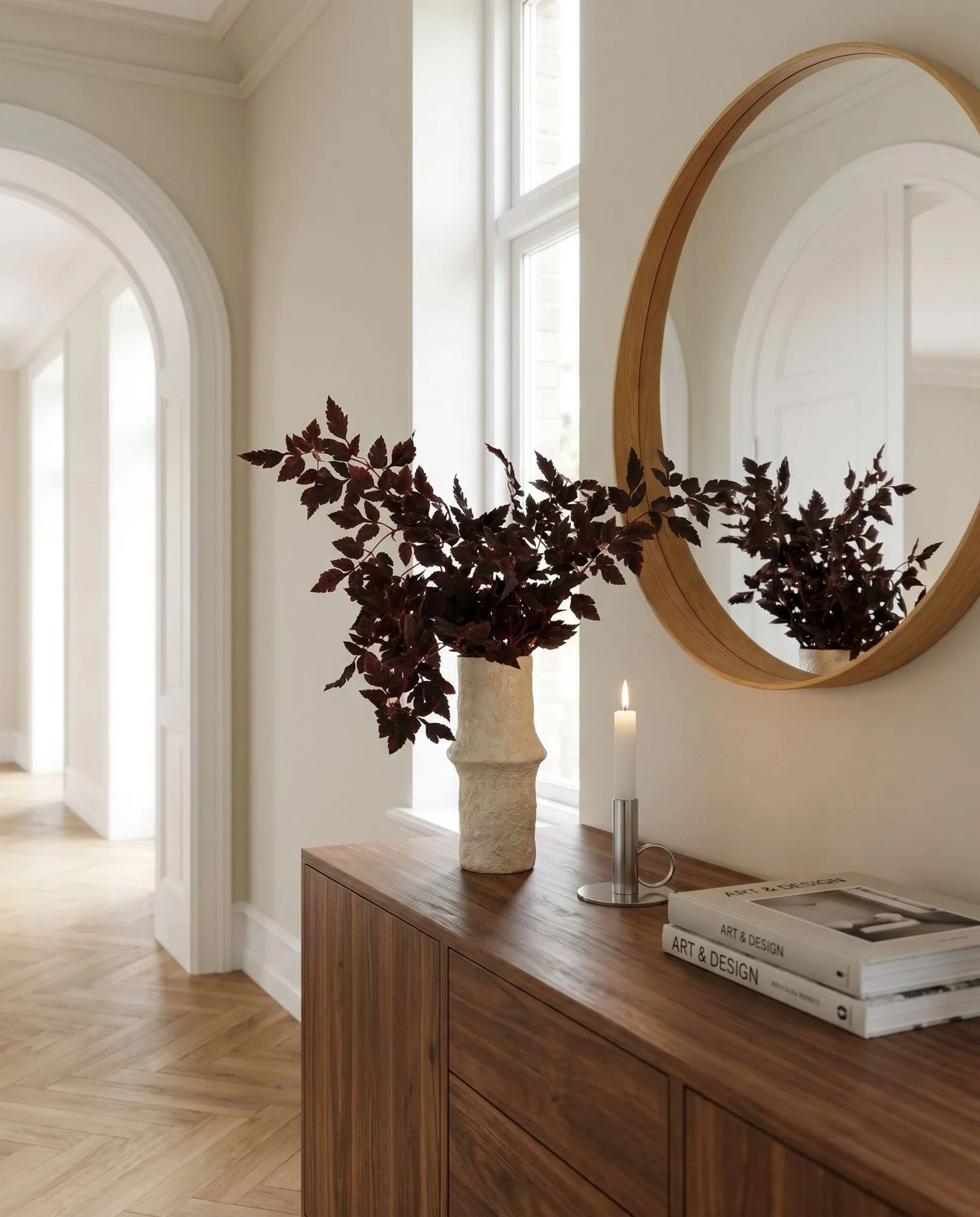 Burgundy Plum Leaves kunstboeket, Red, 85 cm, 1 stuks Botané