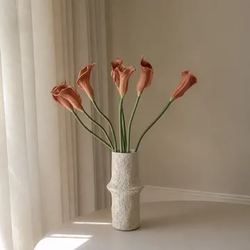 calla lelie kunstboeket - bruin, 62 cm, 8 stuks - Botané
