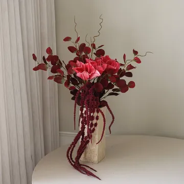 Deep bloom kunstboeket - Amaryllis, eucalyptus, amarant, takken, 120 cm - Botané