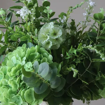 Deep Green kunstboeket - Hortensia-wilde bloemen-eucalyptus-duifkruidtak 15 st. - Botané