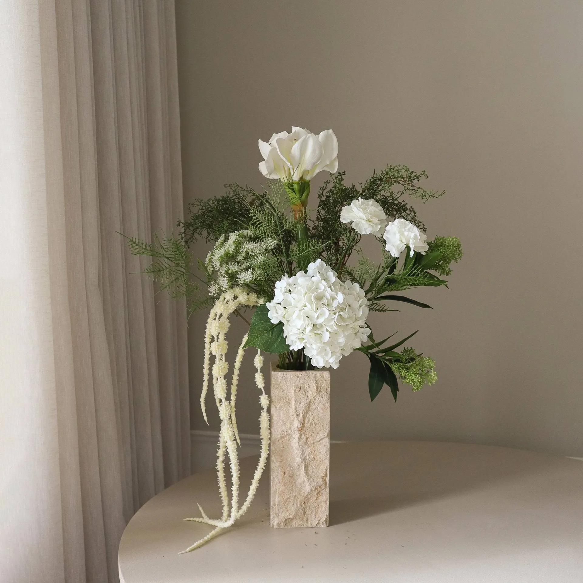 Frosted garden kunstboeket, Amaryllis, hortensia, anjers, amarant, 90 cm Botané