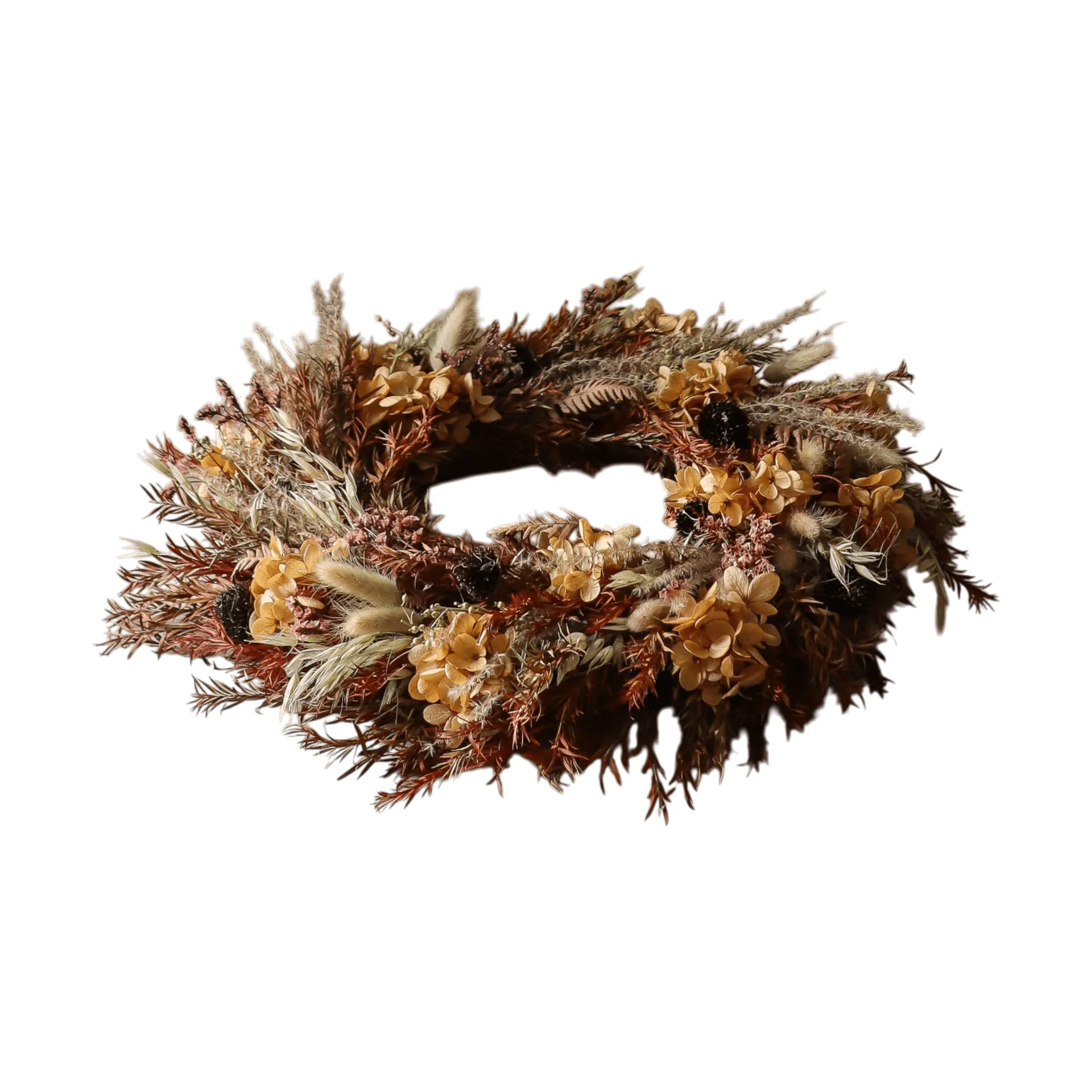 Golden Meadow Wreath krans, hortensia-gedroogd gras-var-haasoren, Ø40 cm Botané