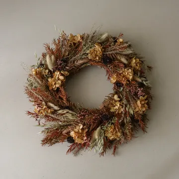 Golden Meadow Wreath krans - hortensia-gedroogd gras-var-haasoren, Ø40 cm - Botané