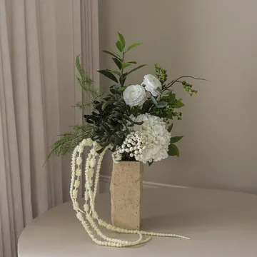 Green veil kunstboeket - Ranonkel, hortensia, amaranten, 85 cm - Botané