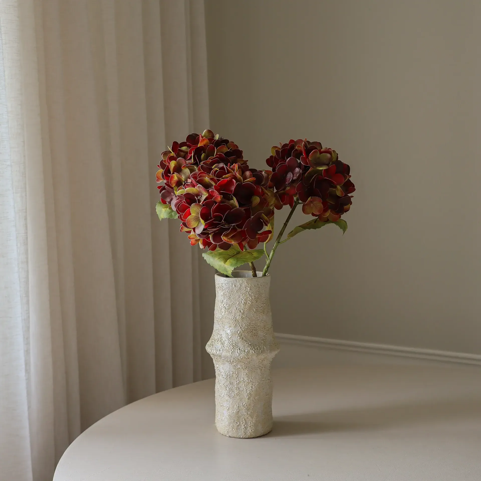 hortensia kunstbloem, Diep bordeaux, 60 cm, 1 stuks Botané
