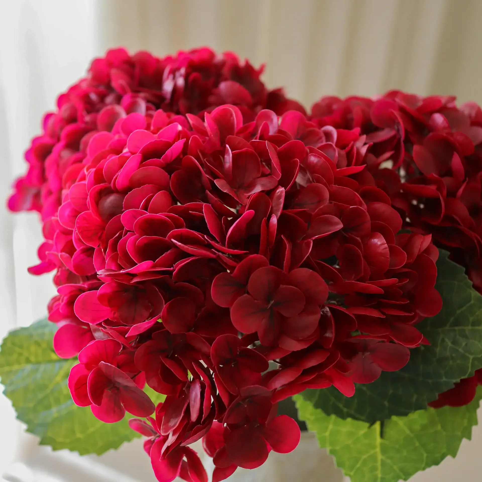 hortensia kunstbloem, Red, 51 cm, 1 stuks Botané