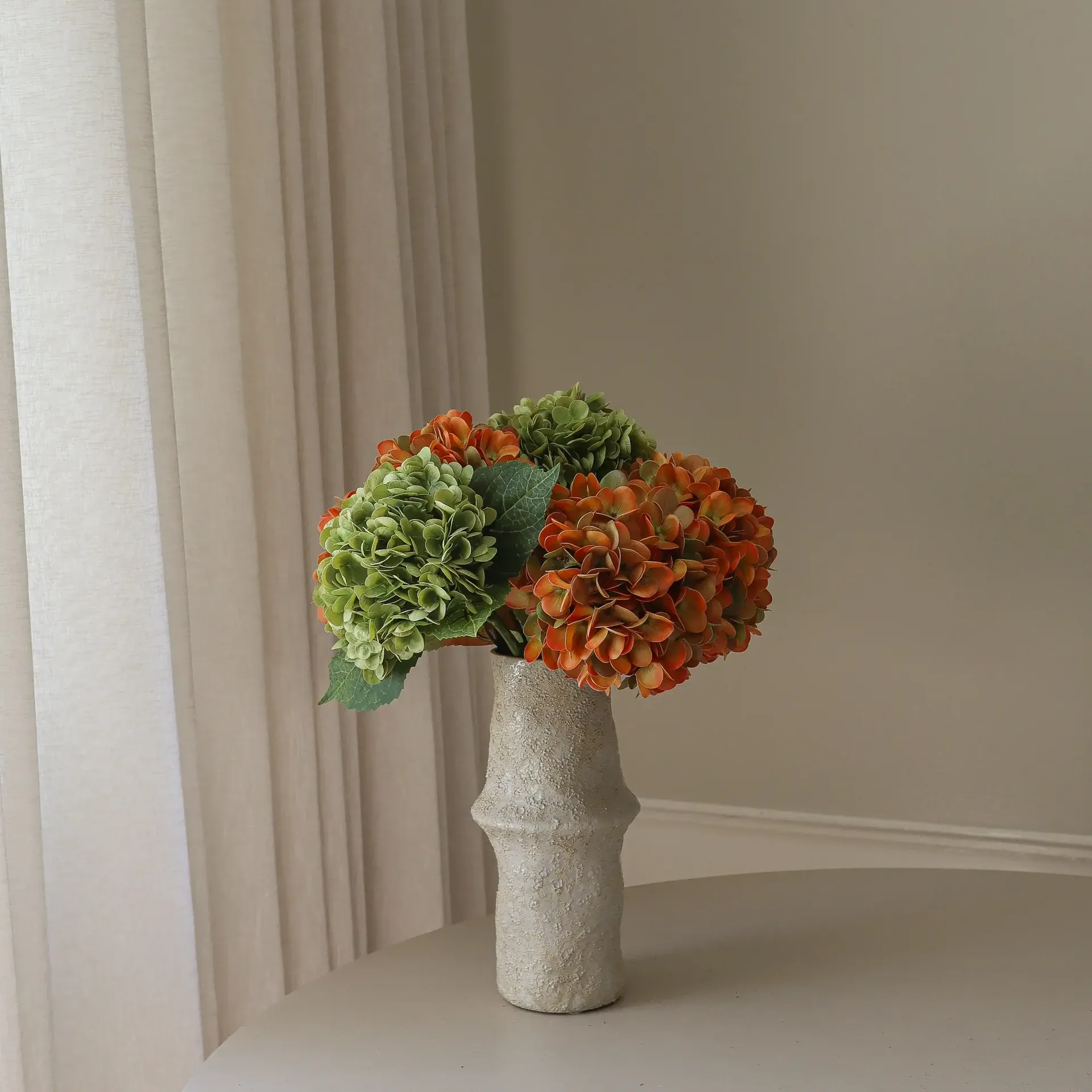 Hortensia kunstboeket, Copper, 60 cm, 7 stuks Botané