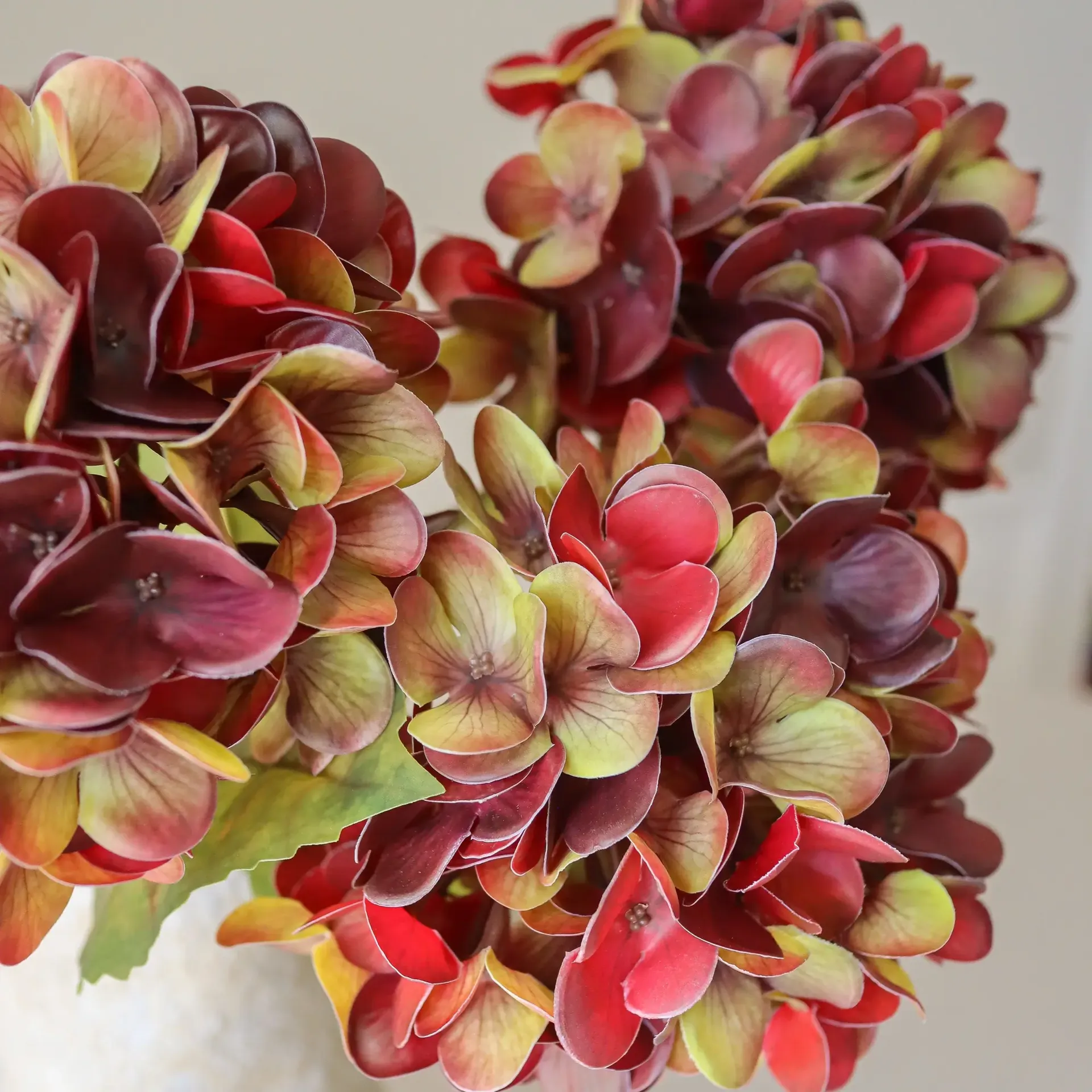 Hortensia kunstboeket, Diep bordeaux, 60 cm, 6 stuks Botané