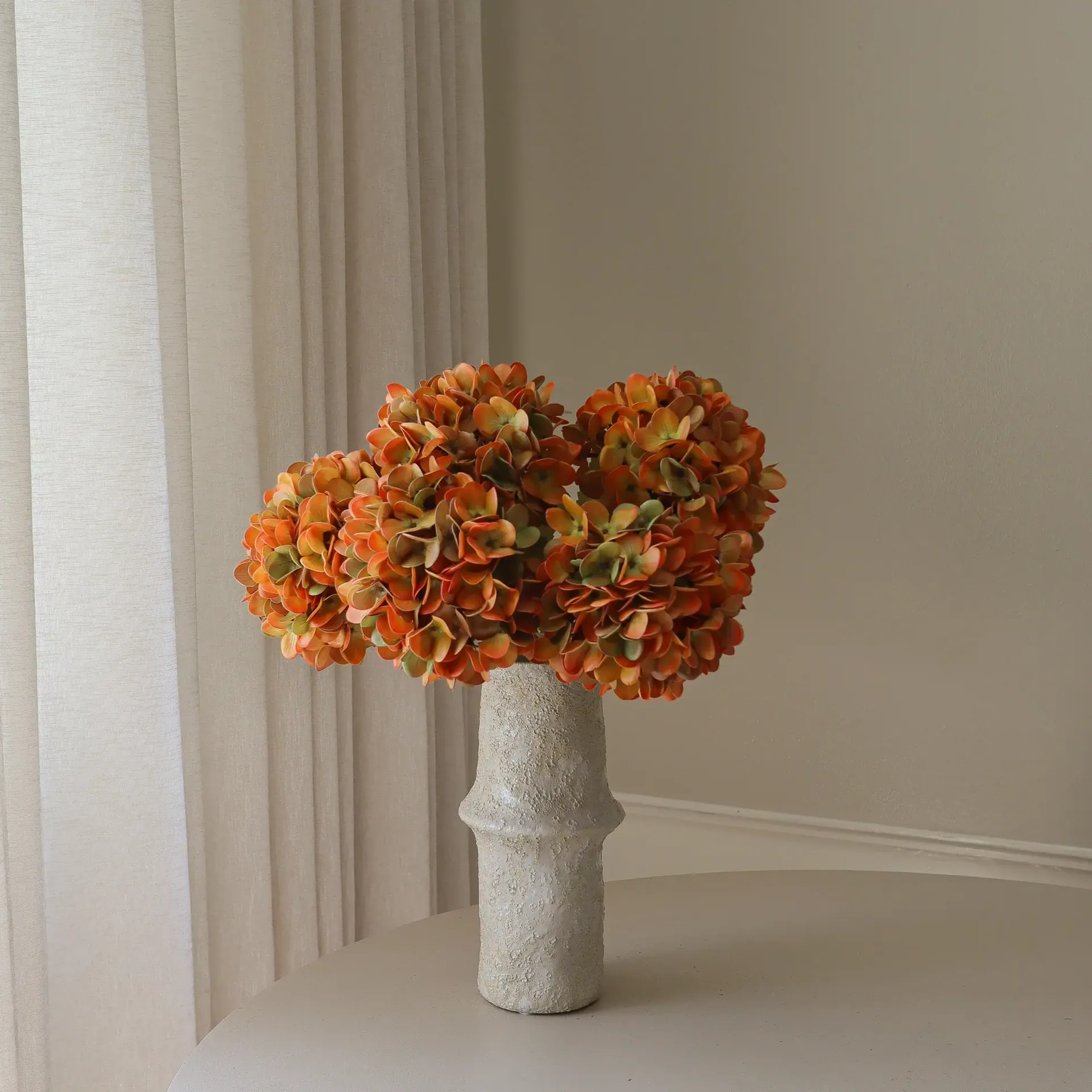 Hortensia kunstboeket, Oranje, 60 cm, 6 stuks Botané