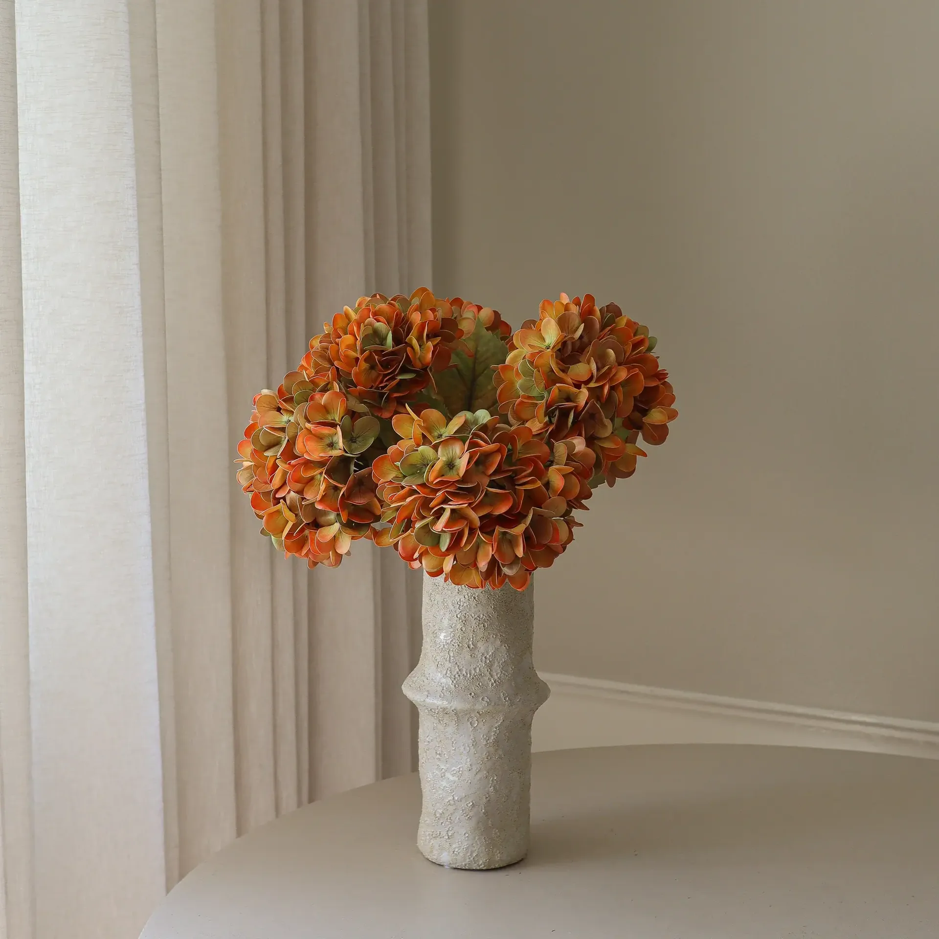 Hortensia kunstboeket, Oranje, 60 cm, 6 stuks Botané
