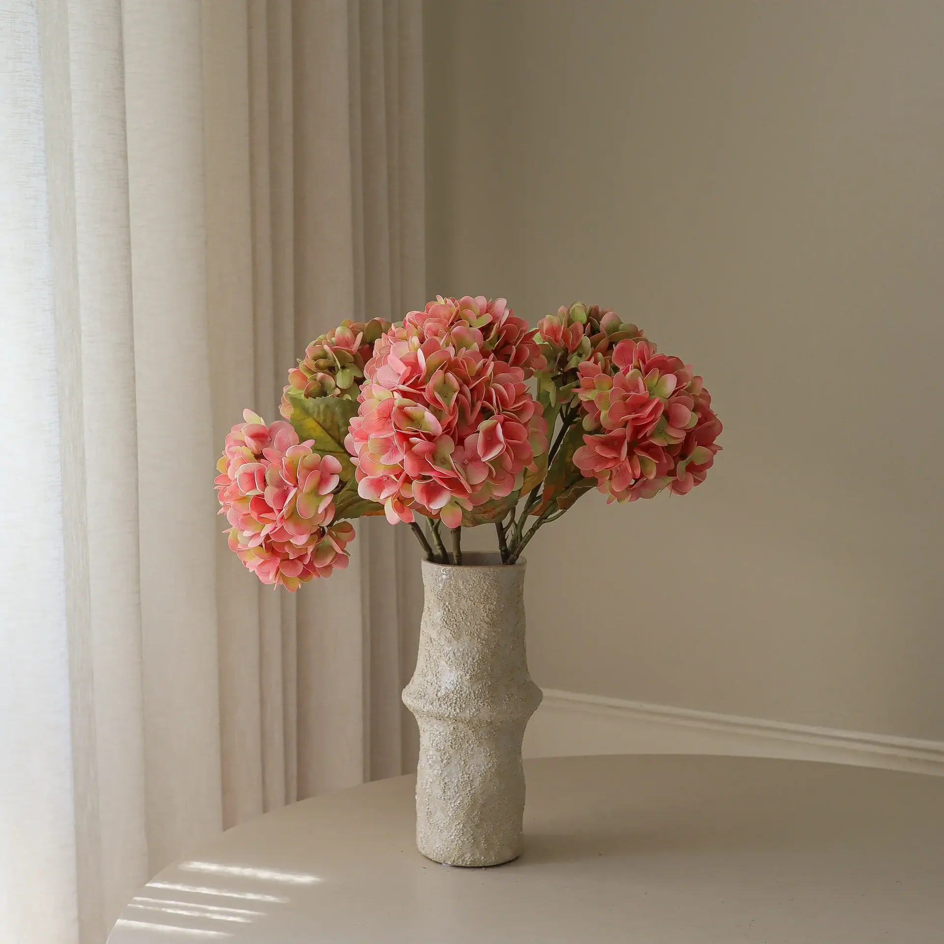 Hortensia kunstboeket, Soft pink, 60 cm, 5 stuks Botané