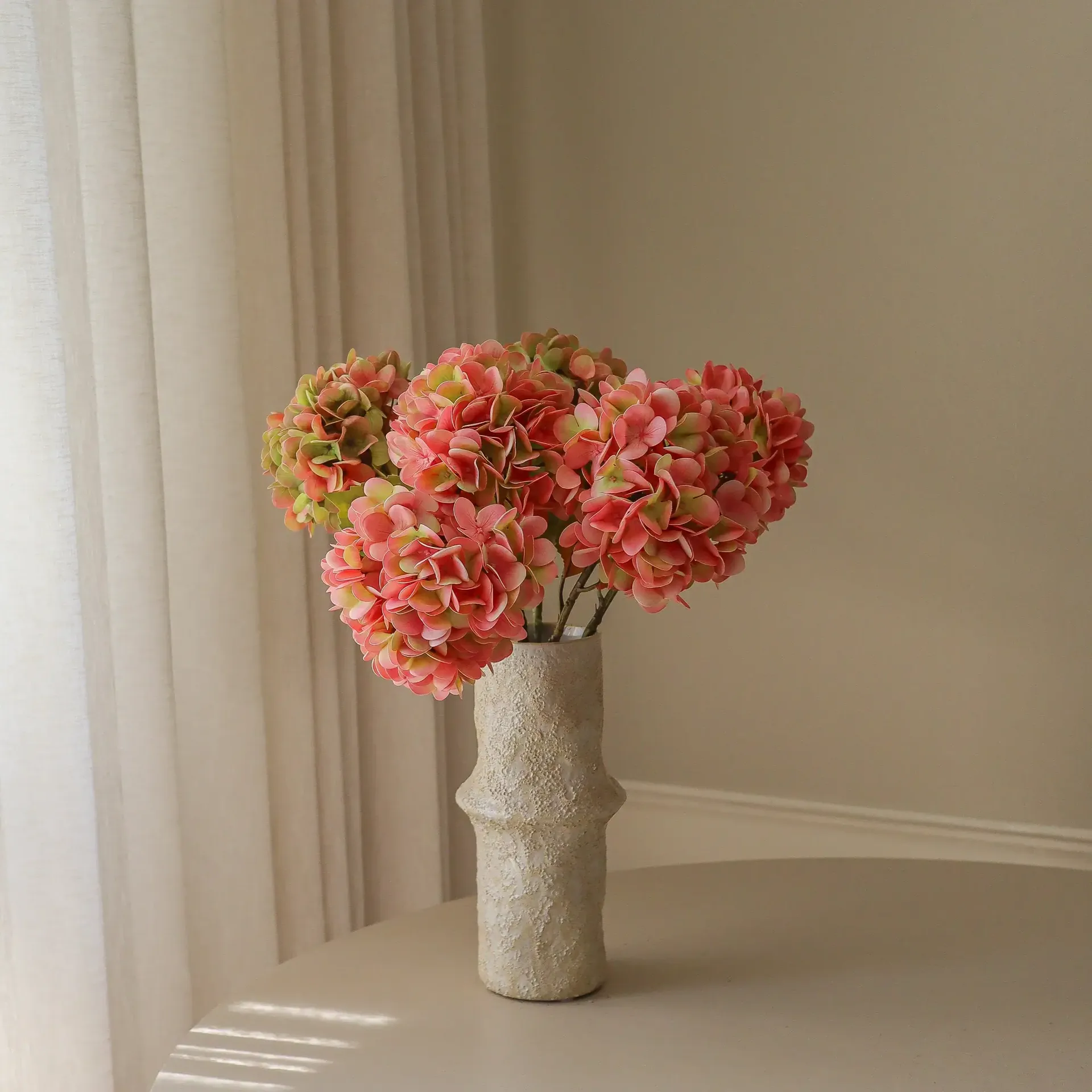Hortensia kunstboeket, Soft pink, 60 cm, 5 stuks Botané